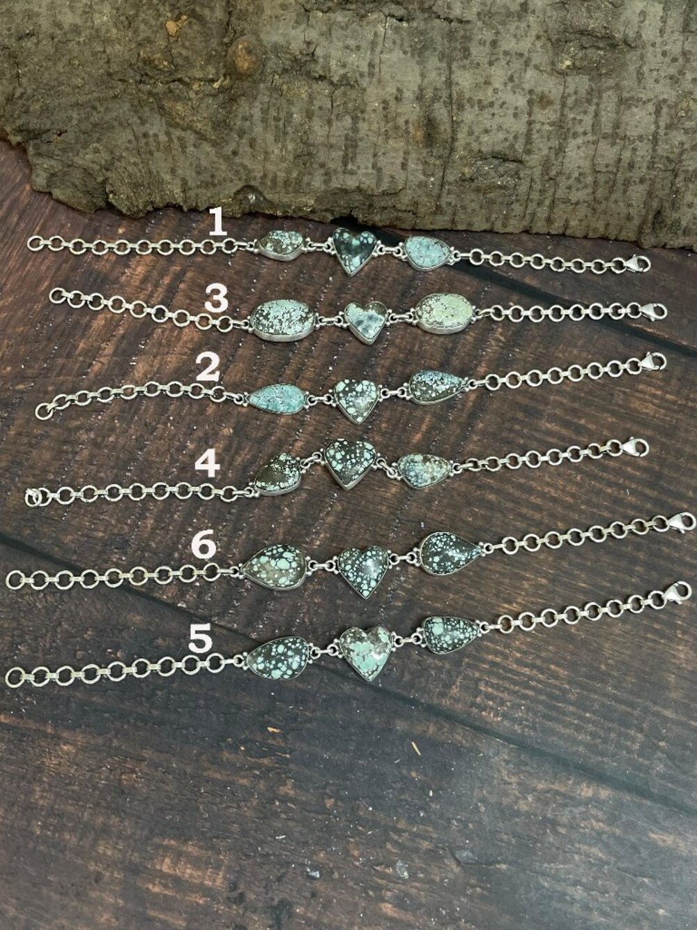 Handmade Sterling Silver Starfox Variscite Chain Bracelet Signed Nizhoni